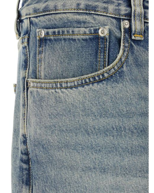 Won Hundred Blue Five-Pocket Jeans With Faded Effect for men