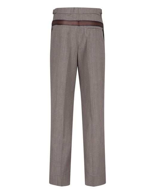 Prada Gray Tailored Wool-Blend Trousers