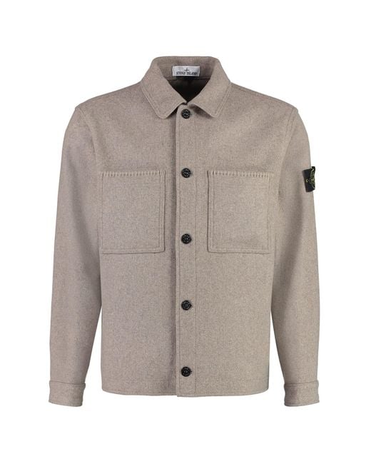 Stone Island Gray Wool Overshirt for men