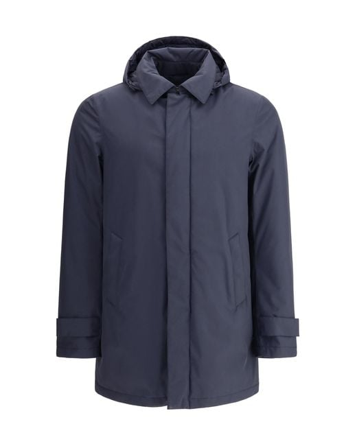Herno Blue Hooded Down Jacket for men