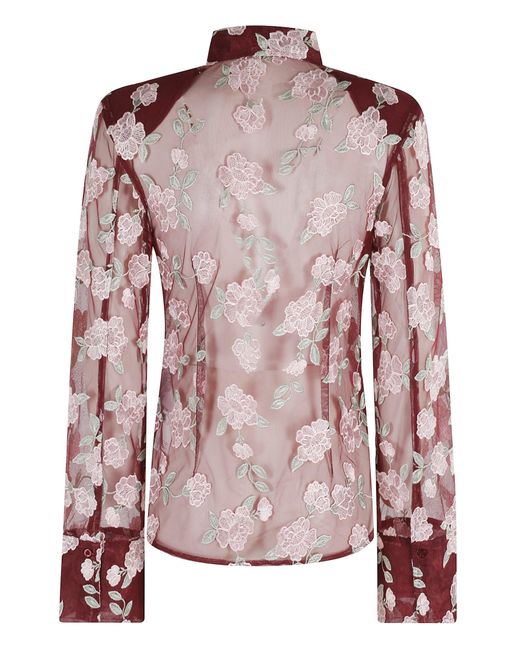 ROTATE BIRGER CHRISTENSEN Pink Mesh Fitted Shirt