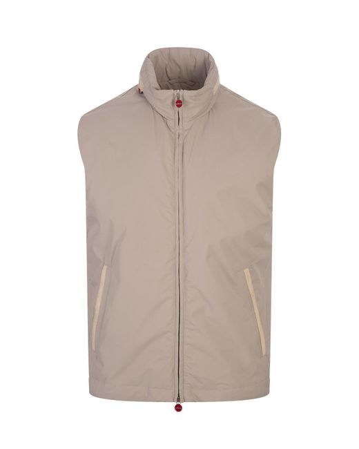 Kiton Gray Beige Vest With Pull-out Hood for men