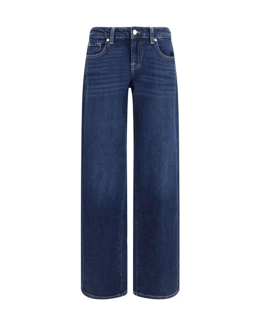 7FOR Blue Low Straight Jeans Cotton; Elastane