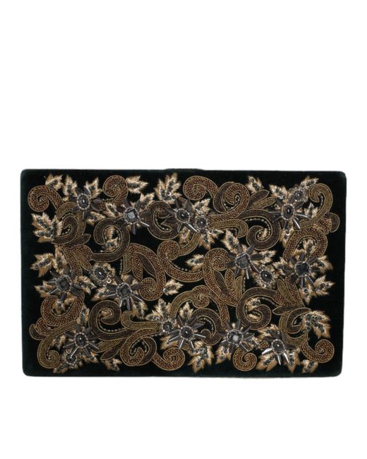 Dolce & Gabbana Black Velvet Frame Clutch Evening Party Purse Bag