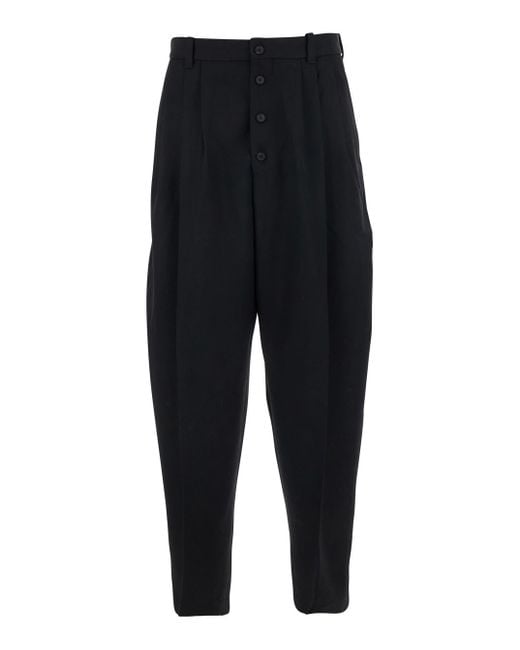 Jacquemus Black Trousers With Button Closure And Pleats On The Front for men