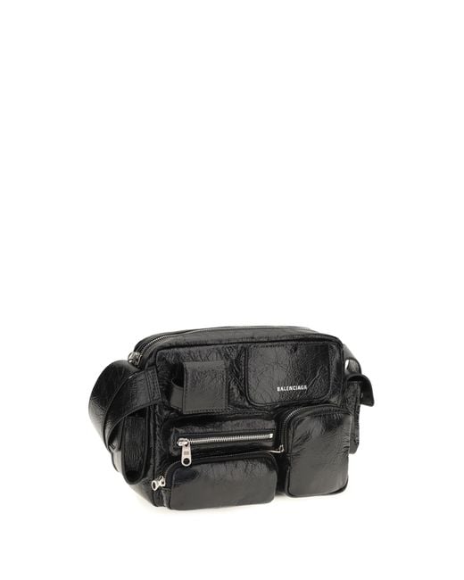 Balenciaga Black Superbusy Messenger Shoulder Bag Lamb Ovis Aries for men