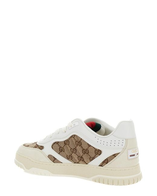 Gucci White Low Sneakers Re-Web Leather Calf Trainers for men