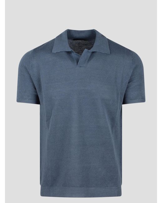 Roberto Collina Blue Milano Stitch Polo Shirt for men