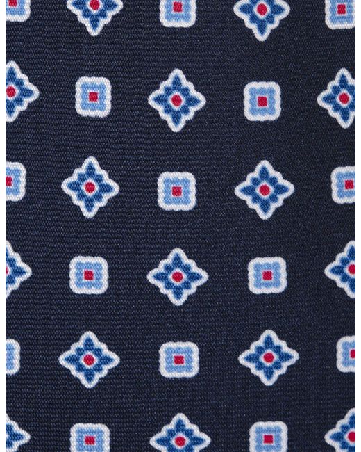 Kiton Blue Tie With Geometric Micro Pattern for men