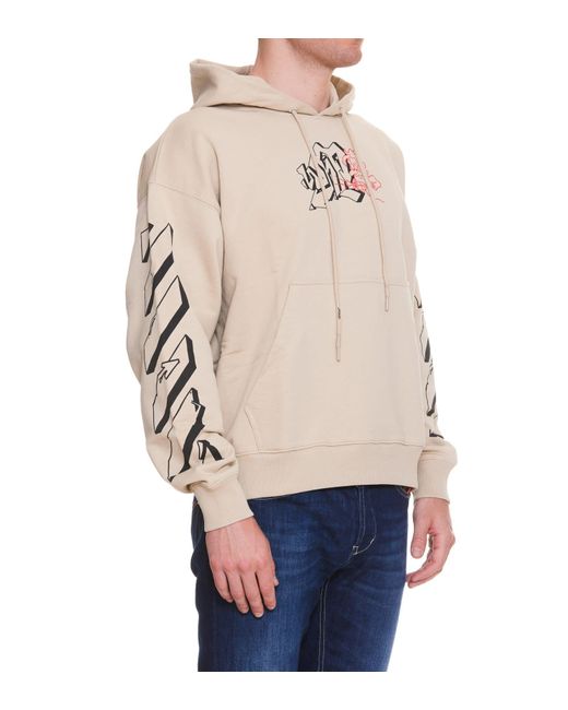 Off-White c/o Virgil Abloh Graffiti Hoodie in Natural for Men