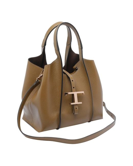 Tod's Brown Mini T Timeless Leather Shopping Bag