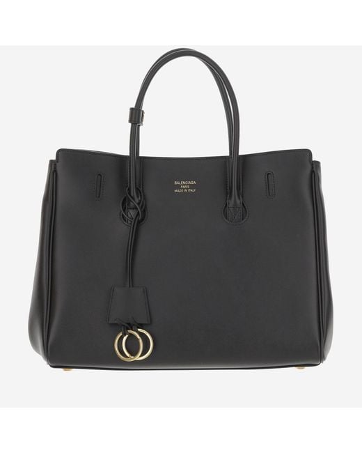 Balenciaga Black Carry All Hampton Small Bag Leather Handbags