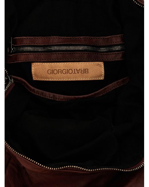 Giorgio Brato Brown Leather Backpack for men