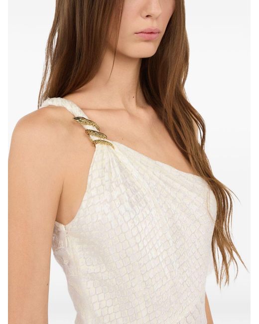 Roberto Cavalli White Extra Long One-Shoulder Dress