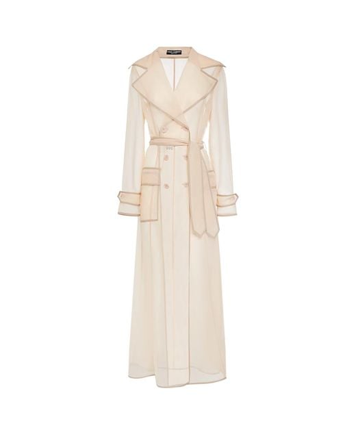 Dolce & Gabbana White Double-breasted Stitched Profile Trench Coats