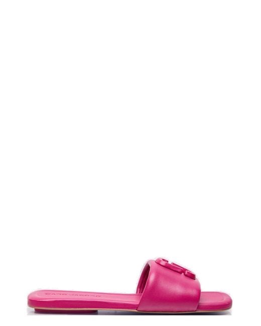 Marc Jacobs Pink Logo Plaque Square-toe Sandals