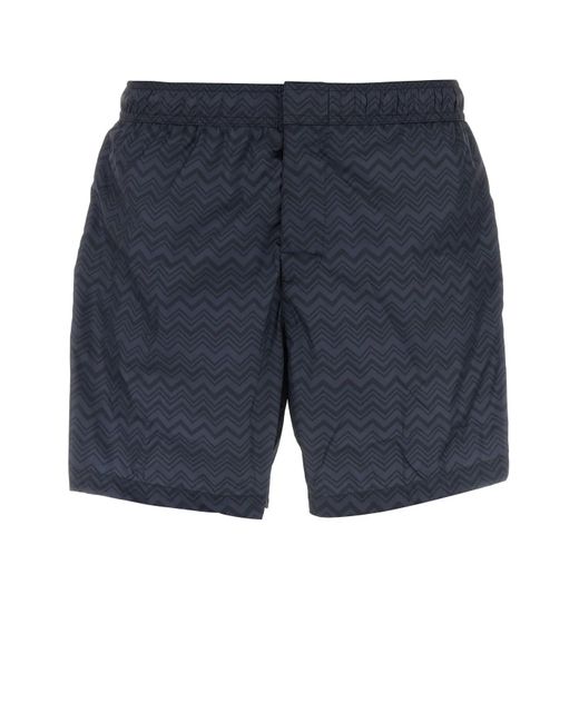 Missoni Blue Printed Polyester Swimming Shorts for men