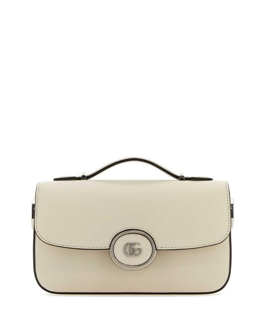 Gucci White Ivory Leather Mini Petite Gg Handbag