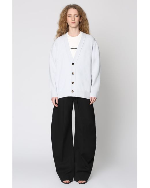 Bottega Veneta White Cashmere Cardigan With Elbow Patches Cardigans