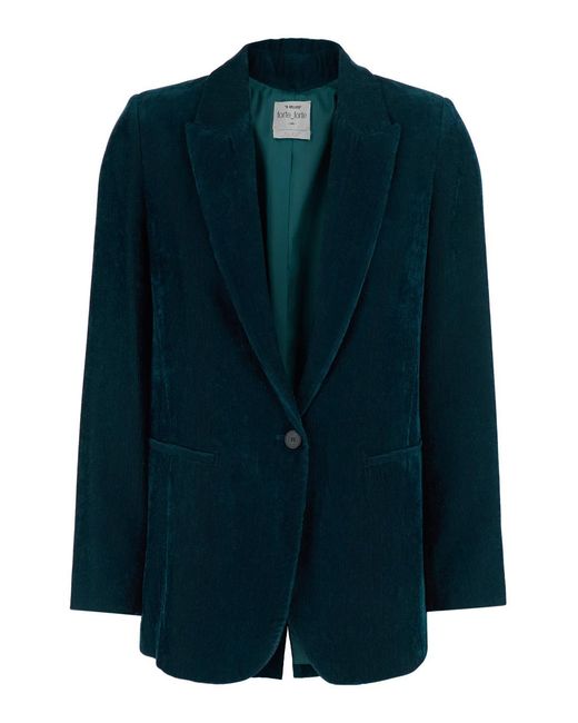 Forte_forte Blue Jacket Single-Breasted Corduroy Viscose Blazers