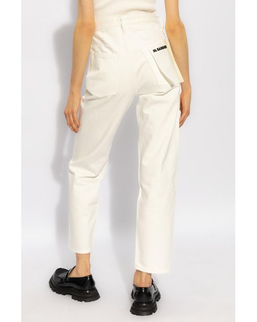 Jil Sander White High-waisted Jeans,