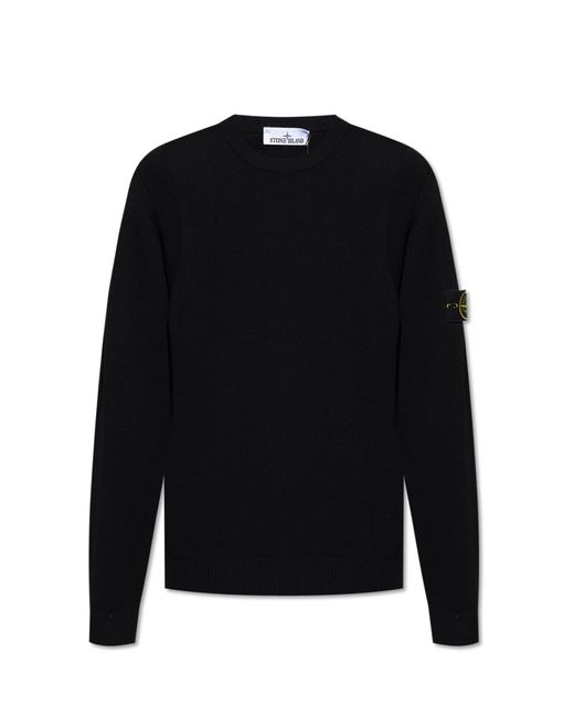 Stone Island Black Wool Sweater for men