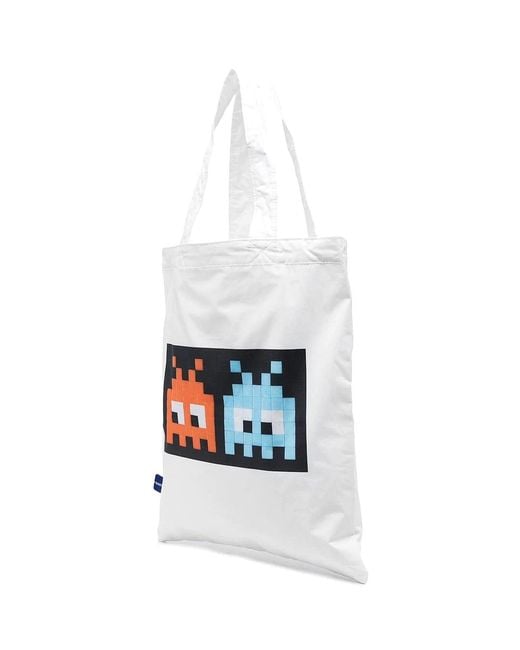 Comme des Garçons White Space Invaders Logo Shopping Bag Tote