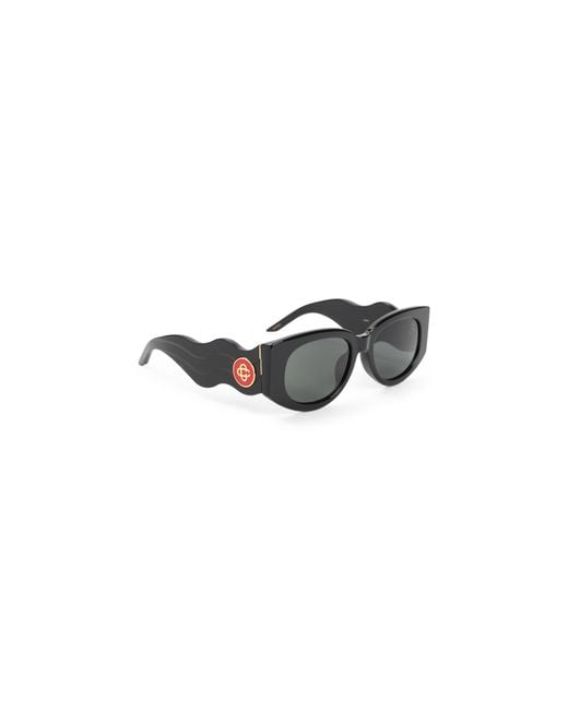 Casablanca Black Metal Oval Wave Acetate Sunglasses Glasses for men