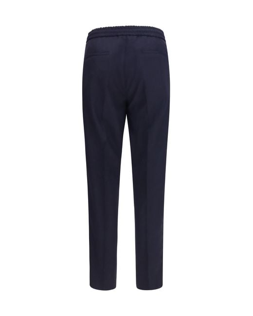 Brunello Cucinelli Blue Virgin Wool Pants Fleece Ovis Aries for men