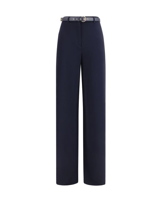 Max Mara Blue Elegant Pants With Belt Triacetate; Polyester