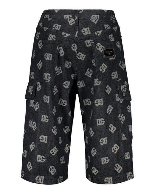 Dolce & Gabbana Gray Cotton Cargo Bermuda Shorts for men