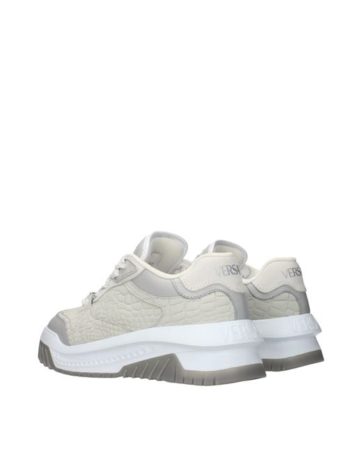 Versace White Leather Low Top Sneakers for men