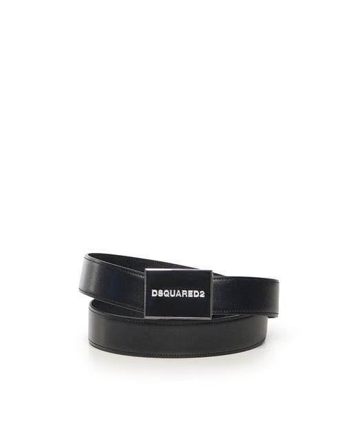 DSquared² Black Belt With Logo for men