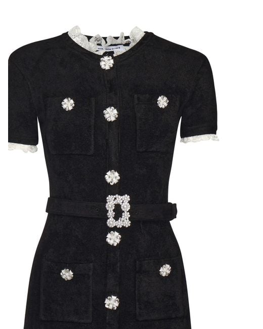 Self-Portrait Black Chenille Knit Midi Dress
