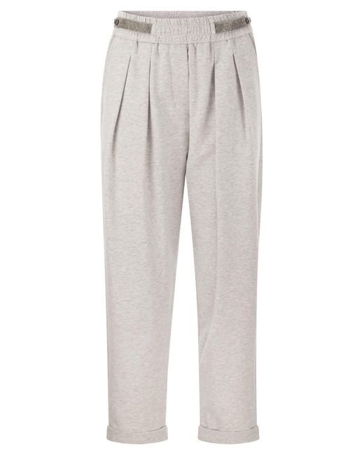 Brunello Cucinelli Gray Cotton Fleece Trousers