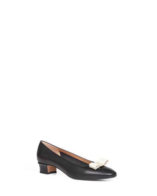 Ferragamo White And Mascarpone Leather Vara Bow Pumps Calf Ballerina Shoes