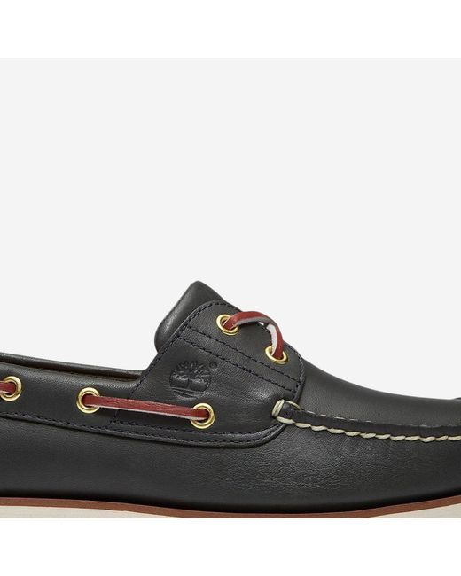 Timberland Black Boat Shoes Classic Leather for men
