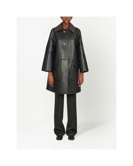 Ferragamo Black Leather-Coat