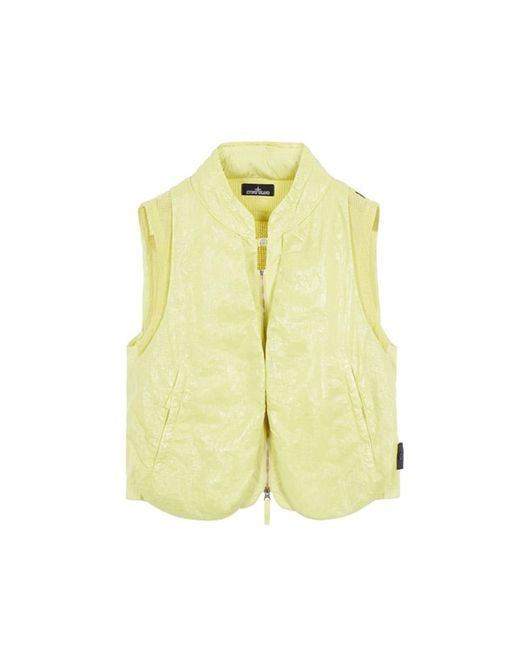 Stone Island Yellow Hooded Gilet for men