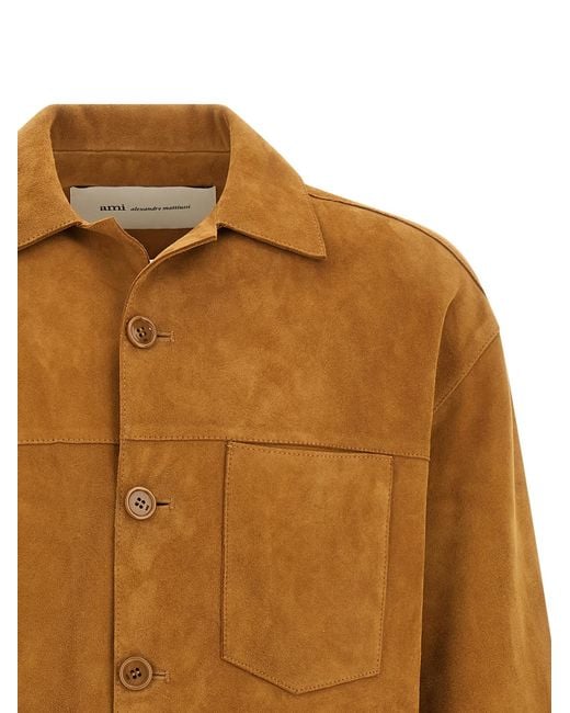 AMI Brown Lamb Leather Jacket Clothing for men