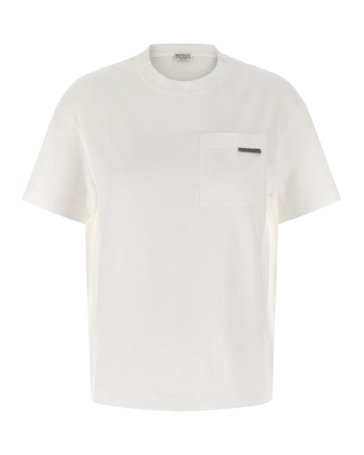 Brunello Cucinelli White T-Shirt With Pocket