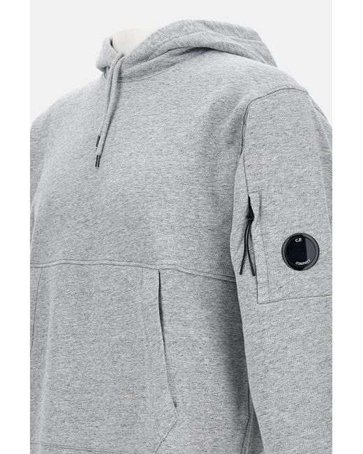 C P Company Gray Casual Hooded Sweatshirt With Front Pocket for men