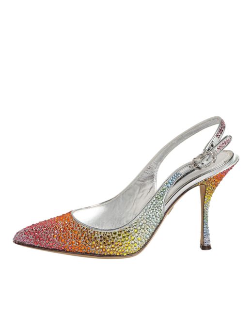 Dolce & Gabbana White Sequin Slingback Pumps Shoes Pl+Pu+Se+Vi+Goat
