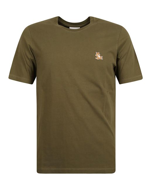 Maison Kitsuné Green Logo Round Neck T-Shirt for men