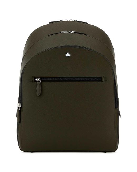 Montblanc Olive Green Leather Sartorial Backpack for men