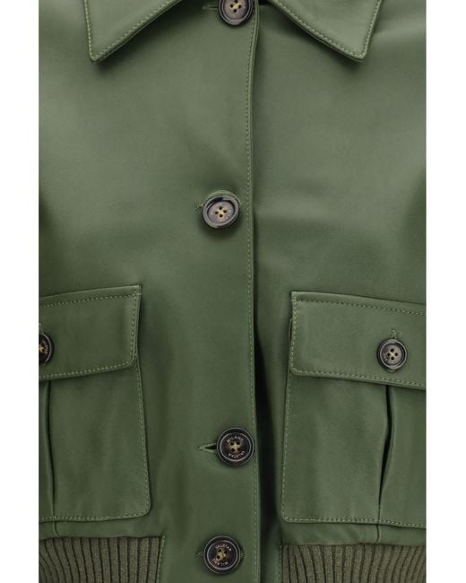 Valstar Green Cropped Nappa Ino Jacket Leather