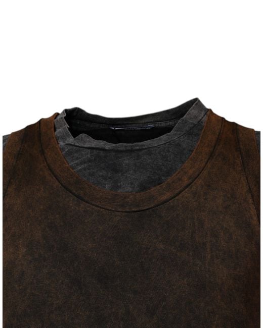Dolce & Gabbana Black Cotton Round Neck Sleeveless T-Shirt for men