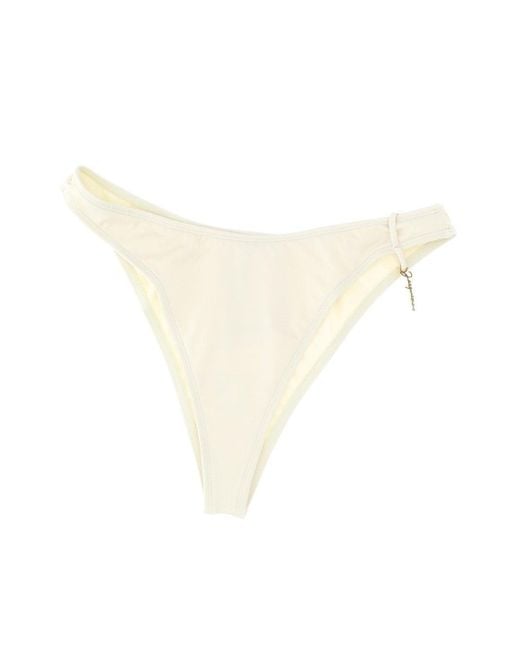 Jacquemus White Logo Charm Low-Rise Bikini Bottoms