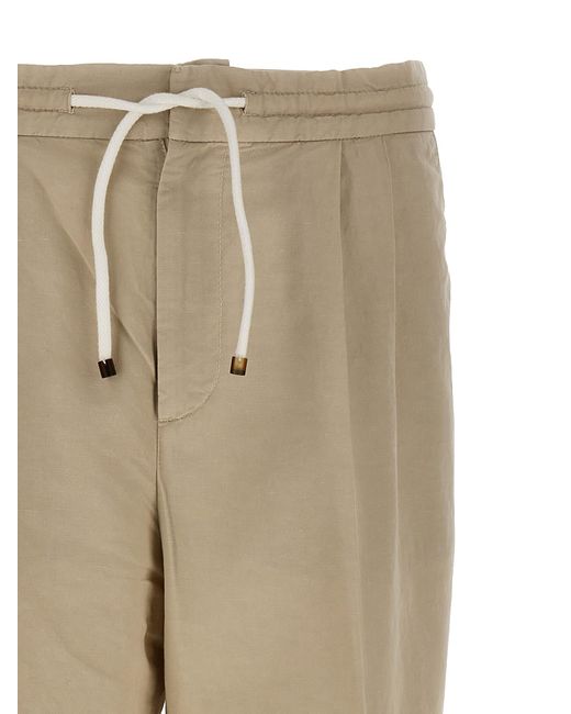 Brunello Cucinelli Natural Linen Blend Trousers Pants for men
