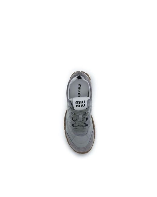 Miu Miu Gray Recycled Polyamide Athletic Sneakers